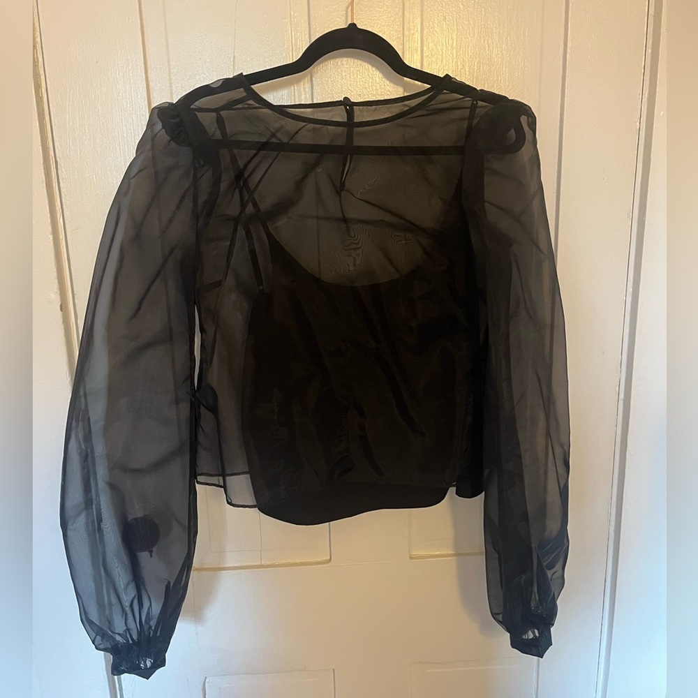 Lovers + Friends Elegant Black Sheer Blouse